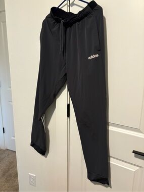 adidas Black Athletic Track Pants with White Logo